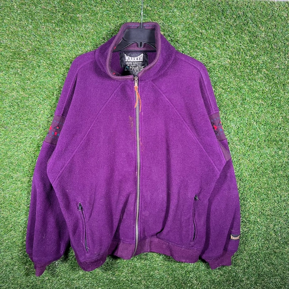 Vintage Marker Polartec Fleece Jacket Mens Large Purple 90s Full Zip Made in USA